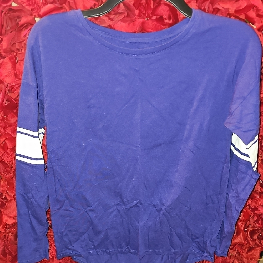 Old Navy Girls Blue Purple Long Sleeve Top with White Stripes Size XLarge 14